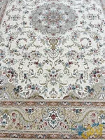 فرش سفید و کرم گل برجسته 1500 شانه نگارستان کاشان
