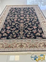 فرش طرح بهشت سرمه ای 1200 شانه کاشان