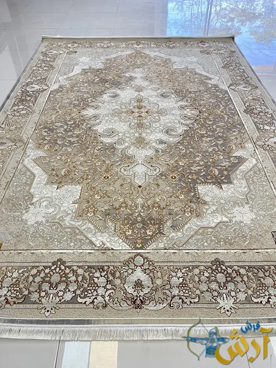 فرش طلاکوب جدید طرح ملینا 1200شانه کاشان