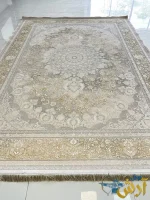 فرش طلاکوب گل برجسته نقره ای 1500 شانه صبا