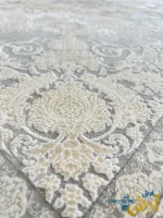 فرش طلاکوب گل برجسته نقره ای 1500 شانه صبا کاشان