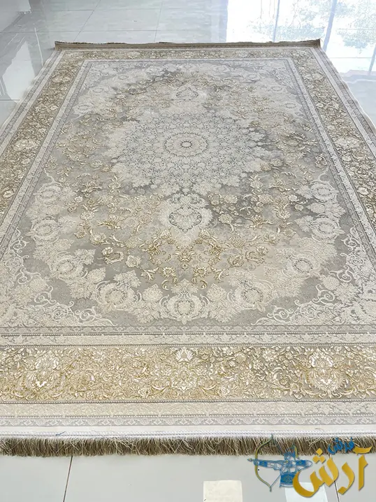 فرش طلاکوب گل برجسته نقره ای 1500 شانه صبا