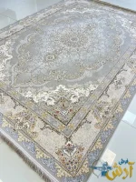 فرش کلاسیک 1500 شانه طرح محوا نقره ای کاشان