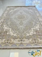 فرش کلاسیک 1500 شانه محوا نقره ای کاشان