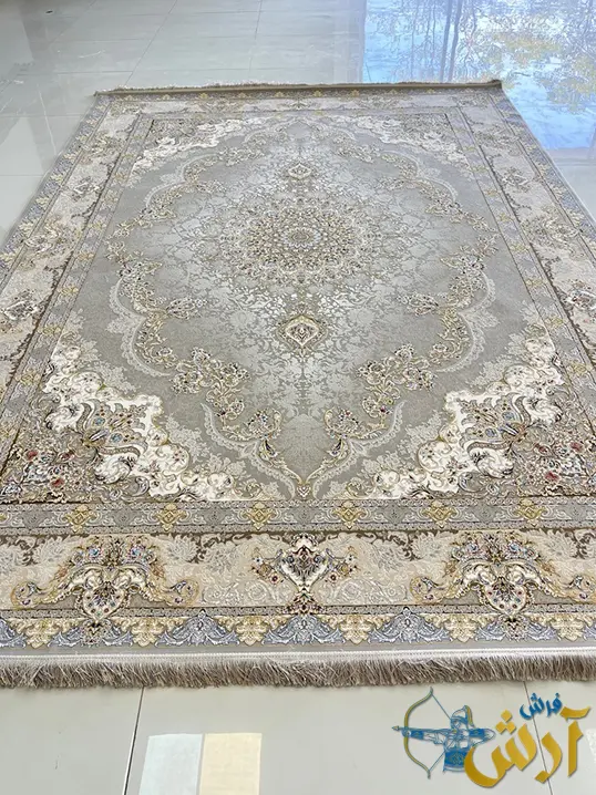 فرش کلاسیک 1500 شانه محوا نقره ای کاشان