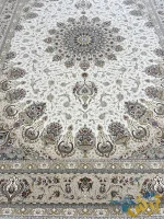 فرش کلاسیک جدید کرم 1500شانه طرح روژان کاشان