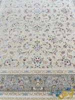 فرش افشان کرم نقره ای 1500 شانه طرح نگار
