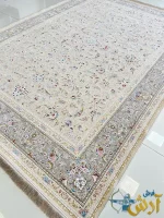 فرش افشان کرم نقره ای 1500 شانه نگار کاشان