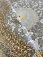 فرش رنگ فیلی طلایی گل برجسته 1200شانه طرح چهل ستون