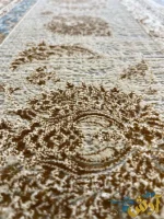 فرش رنگ فیلی طلایی گل برجسته 1200شانه طرح چهل ستون کاشان