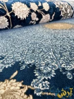 فرش سرمه ای طلایی 1200شانه چهل ستون کاشان