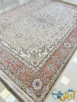 فرش کرم کاشان برجسته 1500 شانه گلریس