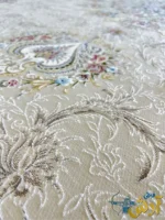 فرش کلاسیک 1500 شانه طرح روژان کرم کاشان