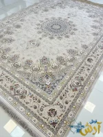 فرش کلاسیک جدید 1500 شانه طرح روژان کرم کاشان