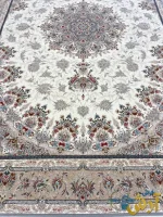 فرش 1200 شانه گل برجسته کرم بهارستان کاشان