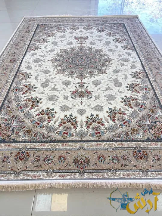 فرش 1200 شانه گل برجسته کرم بهارستان