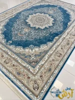 فرش رنگ آبی 1200 شانه دلوین کاشان
