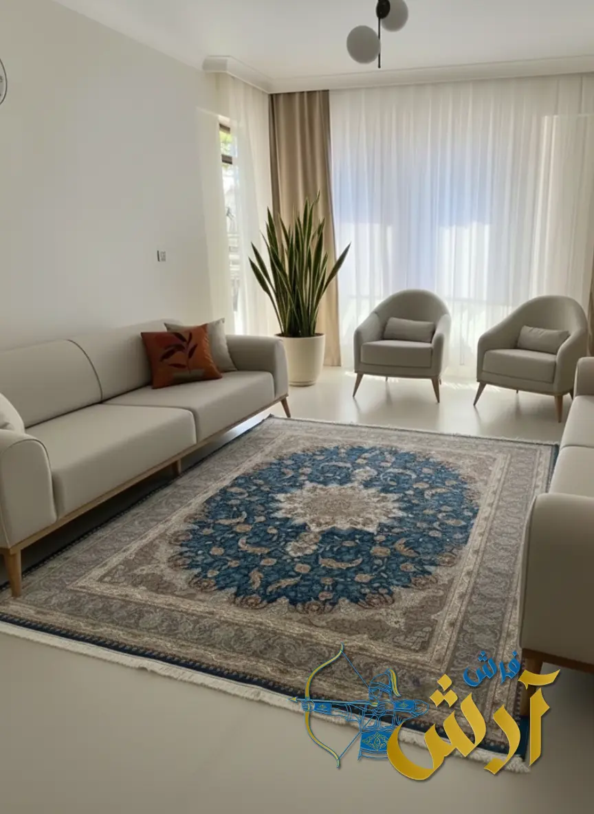 ست مبل و فرش آبی