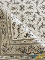 فرش افشان سفید 1500شانه طرح کژال گل برجسته