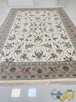 فرش افشان کرم 1200شانه طرح مه گل 1200شانه کاشان
