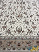 فرش افشان کرم 1200شانه طرح مه گل کرم کاشان