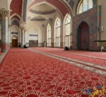 فرش سجاده ای تشریفاتی طرح آیه قرمز