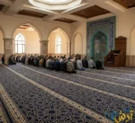 فرش سجاده ای تشریفاتی طرح آیه قرمز کاشان
