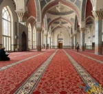 فرش سجاده ای تشریفاتی طرح آیه قرمز کاشان