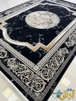 فرش ورساچه فرانسوی 1200شانه طرح مدوسا مشکی
